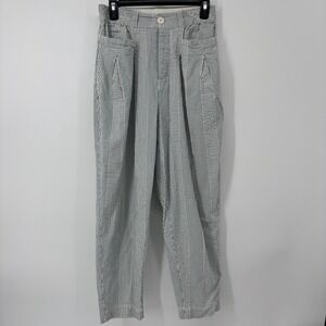 FREE PEOPLE Make A Stand Blue White Striped Seersucker Trousers Size Small